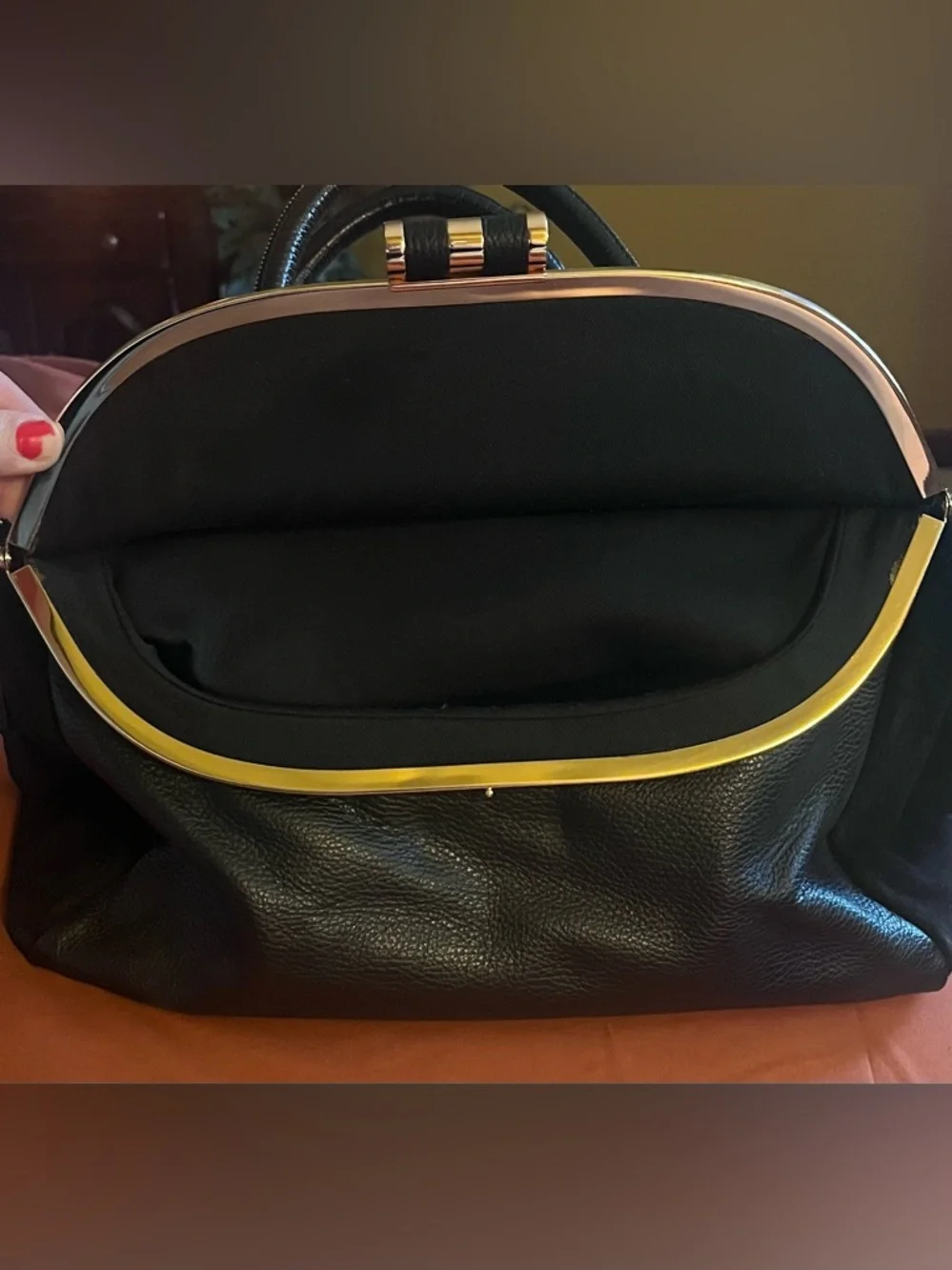 CROMIA Black Italian leather and suede satchel
